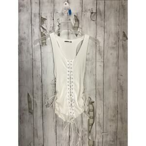Samaria Leah Lace Up Tank Size Medium for Women White